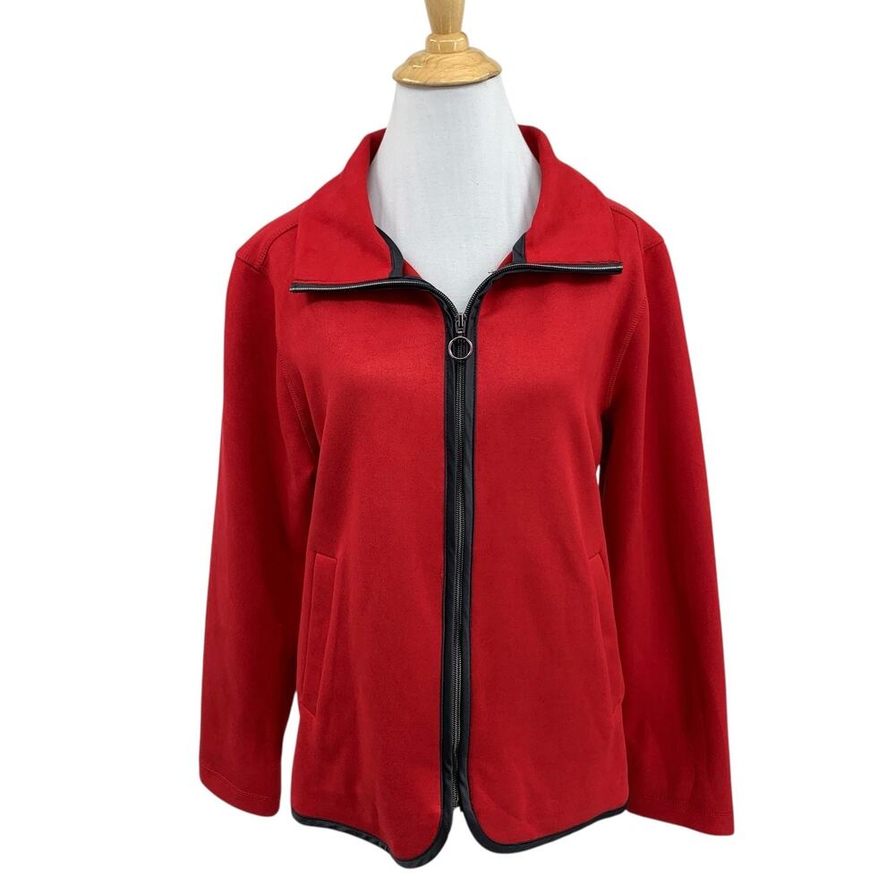 Allison Daley Jacket Womens M Medium Cardinal Black Pockets Full Zip Long Sleeve